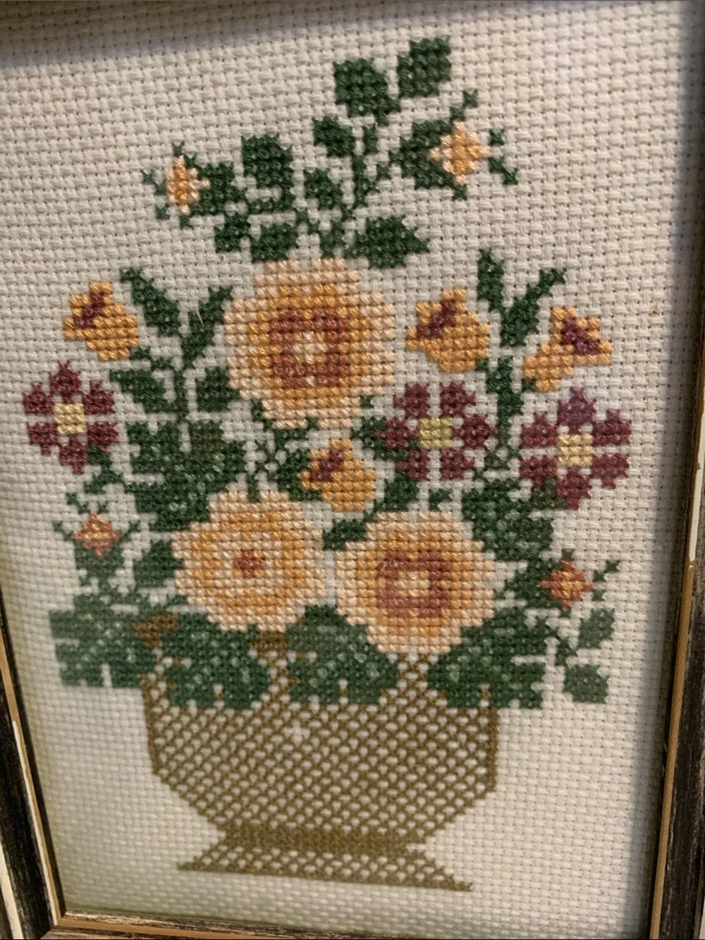 Set of 3 Framed Cross-stitch Treasures in Floral Design